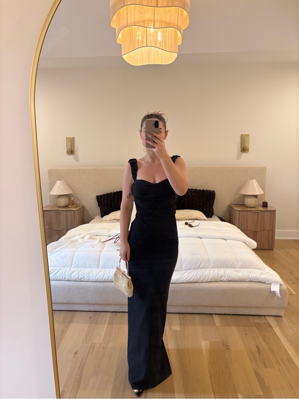 Vince Camuto Black Ruffled-Strap Maxi Dress